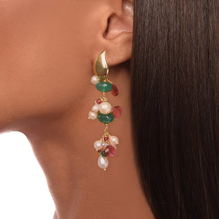 Orecchini pendenti eleganti con perle e pietre - Syria