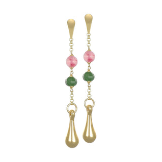 Orecchini con quarzo fragola e agata verde - Amira