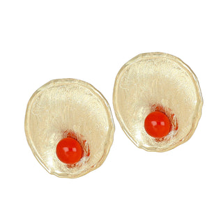 Orecchini in argento dorato e corallo rosso - Calandra