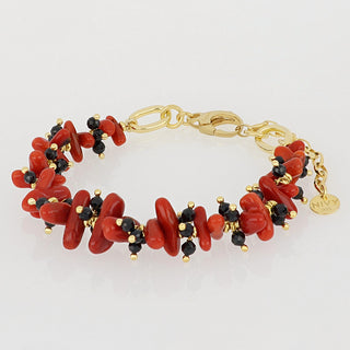 Collana Donna coralo rosso onice nera e perle scaramazze C 61 Cl Egle  Gioielli