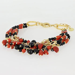 Bracciale corallo rosso e onice nero - Sherì