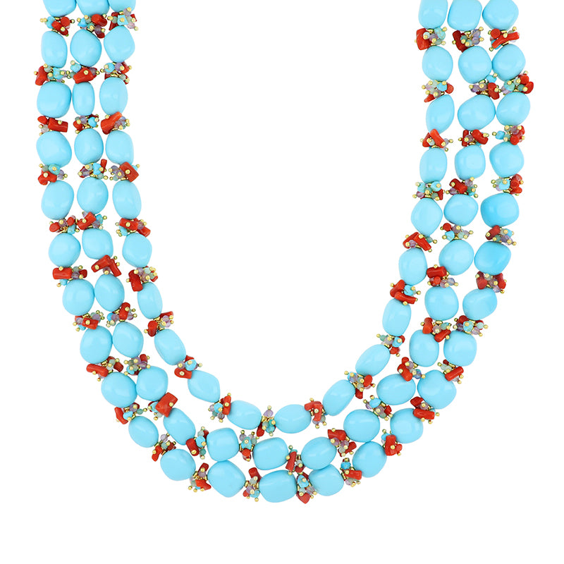 Debbie Multi Strand Turquoise Choker Necklace Nivy